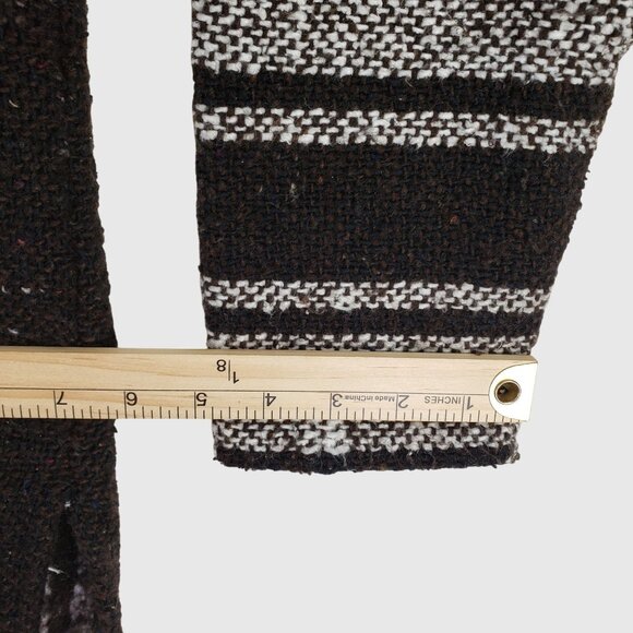 Mexican Poncho Baja Hoodie Surfer Pullover BLACK & WHITE Size L Made In Mexico - Picture 6 of 7